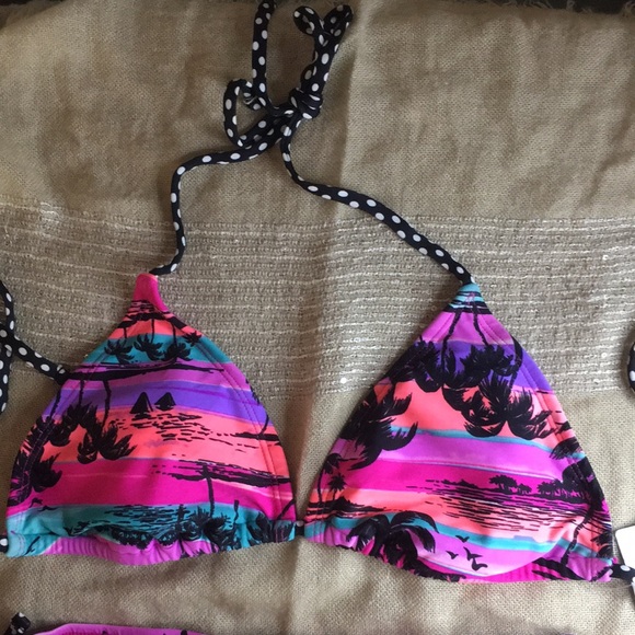 New Womens Sexy California Waves Tropical 2Pc Swimsuit String Bikini Size Small - Picture 2 of 5